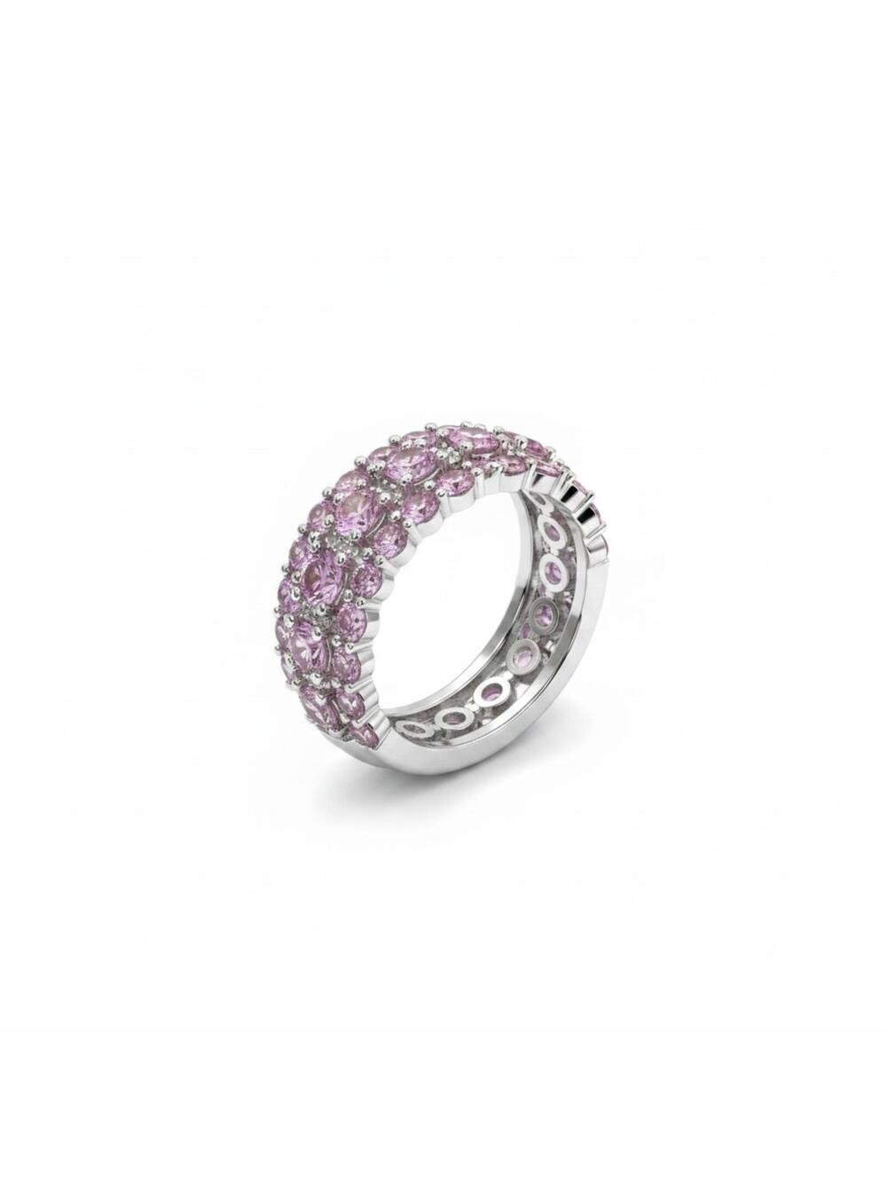 Bomb Party Pink Gemstone Silver Band Ring